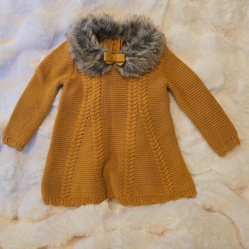 Christian Siriano New York Yellow knitted dress with faux fur